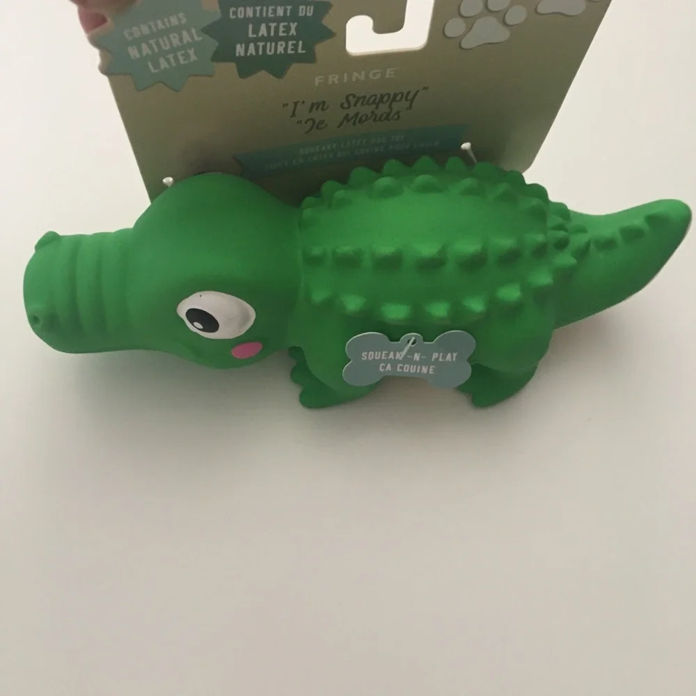 NEW Dog Toy Latex with Squeaker Green “I’m Snappy” | Fringe